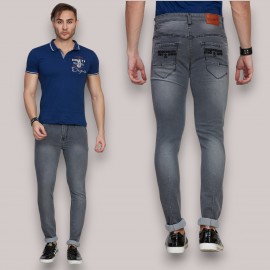 Men Grey Cross Pocket  Jeans