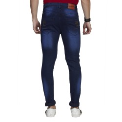 Men Dark Blue Cross Pocket  Jeans