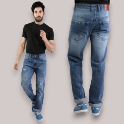 Denim Vistara Men Blue Ripped Regular Fit Jeans